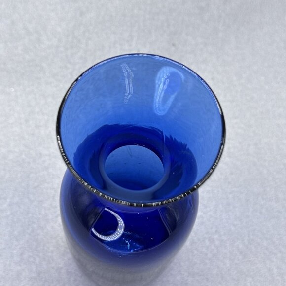 Randsfjord Glass Cobalt Blue Vase Mini 5.25" Made In Norway Original Sticker - Picture 5 of 7